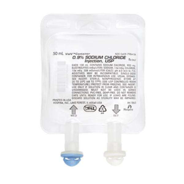 0.9% Sodium Chloride IV Solution 50mL Sterile Bag 60/Ca